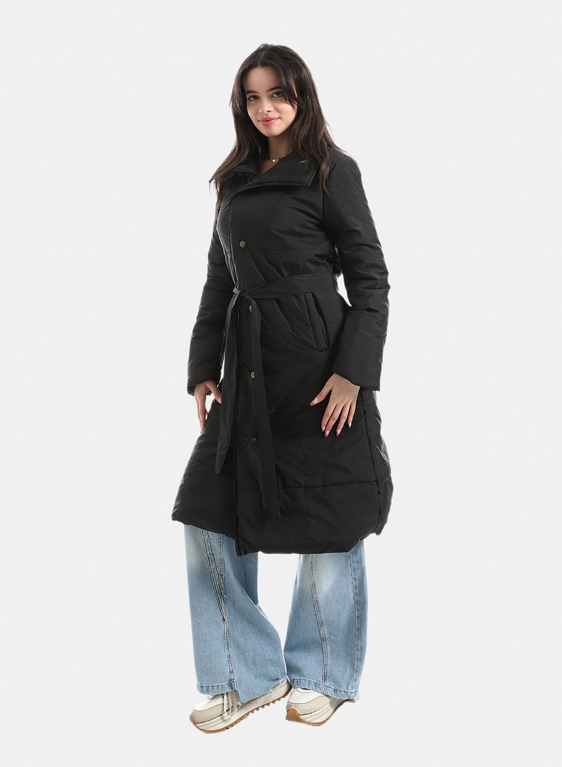 Andora Mid-Length High-Collar Puffer_Black - Image 2